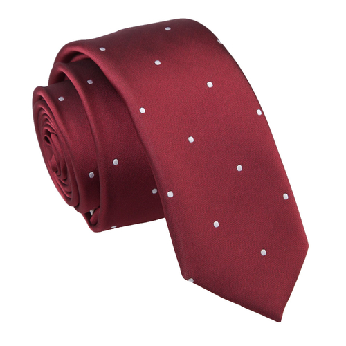 Pin Dot Skinny Tie - Burgundy