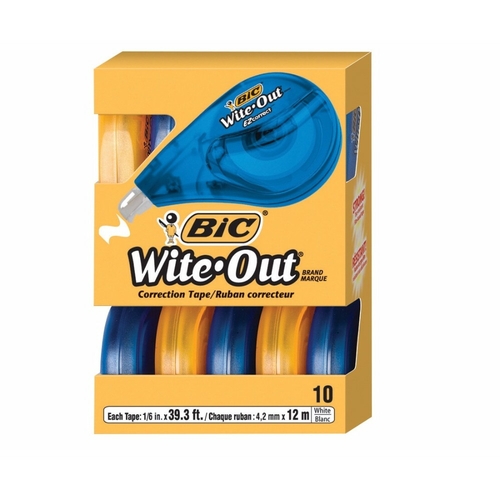 BIC Wite - Out Tear Resistant Translucent Correction Tape- White- Pack