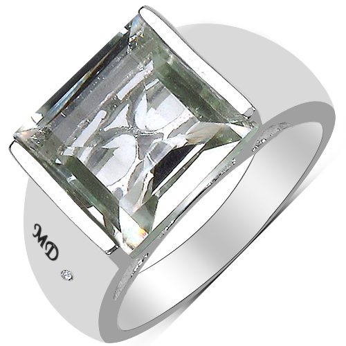 5.71 Carat Genuine Green Amethyst & White Diamond .925 Sterling Silver