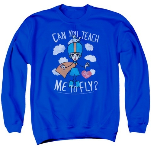 Trevco Lucy-Fly Adult Crew Sweat Tee- Royal Blue - Small