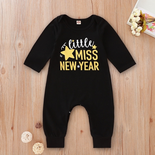 Newborn Infant Baby Girls Letter Star Jumpsuit