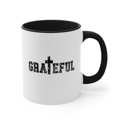 Two-tone Accent Ceramic Mug 11oz - Grateful Christian Inspiration Affi