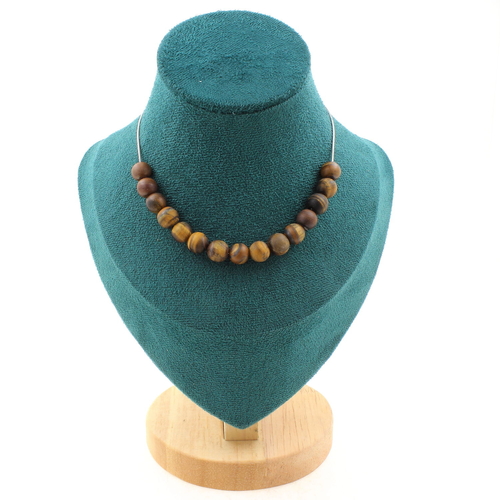 Matte Tiger's Eye 8 mm 15 beads necklace.