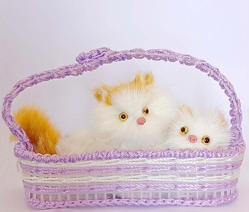 Cute Basket Cat Soft Plush Press Simulation Sound Animal Cotton Toy,