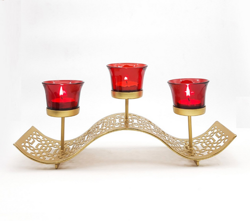 Red & Gold-Toned Corsica Solid Metal Holder size - 15 cm x 32 cm