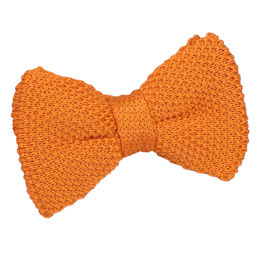 Plain Knitted Pre-Tied Bow Tie - Boys - Tangerine