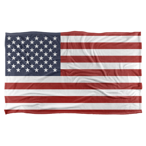 36 x 58 in. American Flag Silky Touch Blanket, White