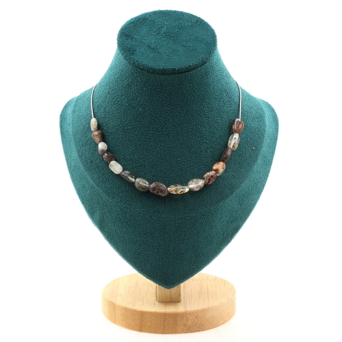 Green Phantom Quartz from Brazil 15 beads necklace.