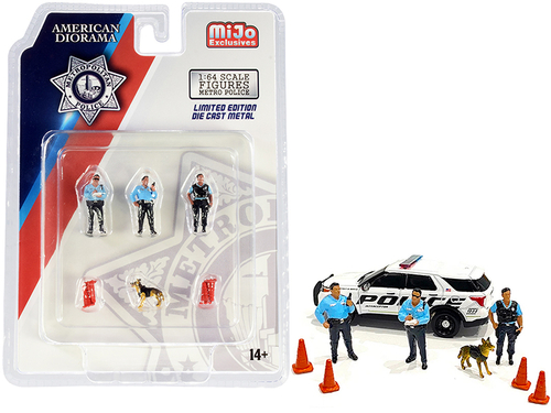 \Metropolitan Police\" 8 piece Diecast Set (3 Figurines and 1 Dog and