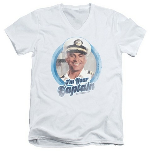 Trevco Love Boat-I Am Your Captain - Short Sleeve Adult 30-1 V-Neck Te