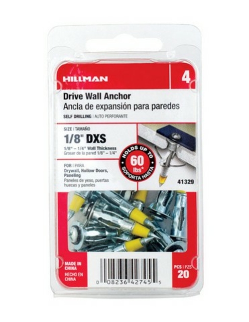 Hillman 41329 0.12 in. DXS Drive Wall Anchors - pack of 5