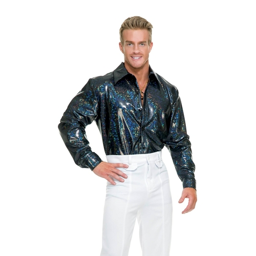 Charades Costumes 276809 Halloween Mens Night Lights Disco Shirt - Lar