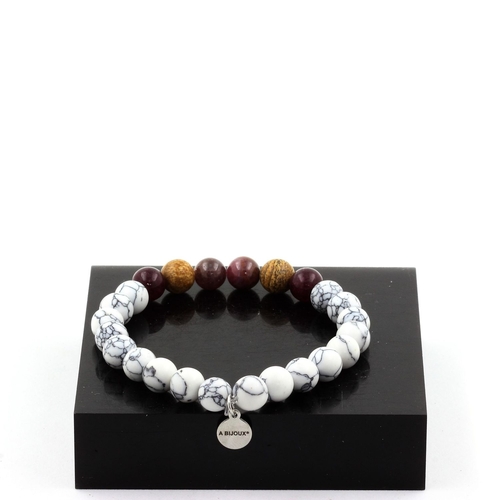 Ruby, Burma + Garnet + Landscape Jasper + Howlite Bracelet