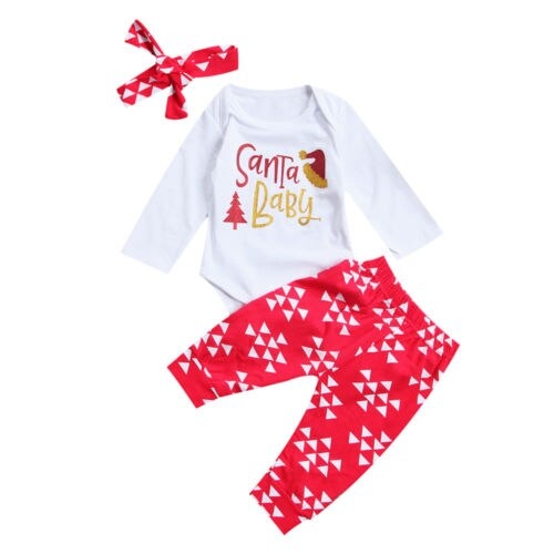 Santa Baby Boys Girls Long Sleeve Top Romper Pants