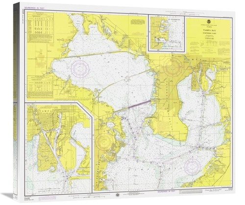 Global Gallery GCS-450518-30-142 30 in. Nautical Chart - Tampa Bay - N