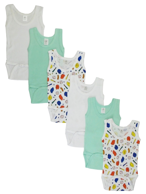 Bambini CS-109L-Baseball-109L-Baseball Boys Printed Tank Top, Whit