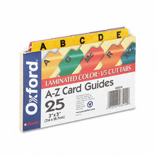 Oxford 03514 Laminated Index Card Guides- Alpha- 1/5 Tab- Manila- 3 x 