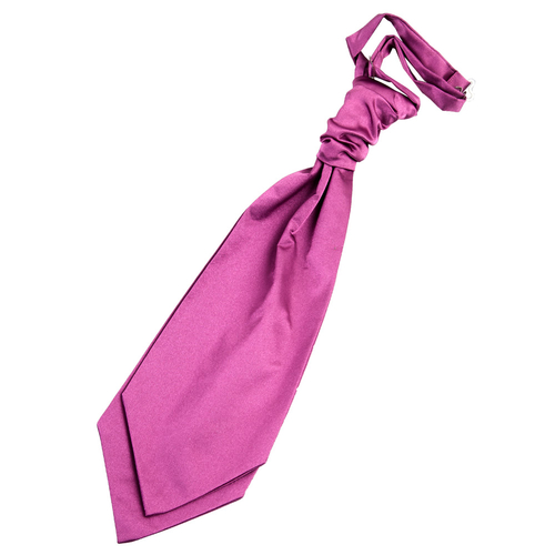 Plain Satin Pre-Tied Ruche Cravat - Mulberry