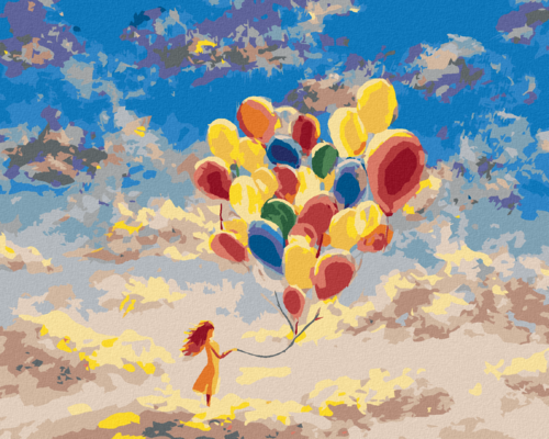 Paint by Numbers - GIRL WITH COLOURFUL BALLOONS