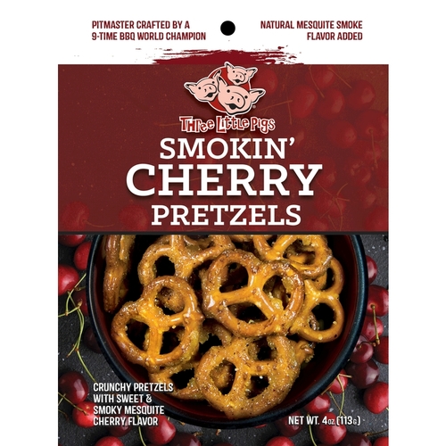 Three Little Pigs 9031967 4 oz Bagged Smokin Cherry Pretzel - Pack of 