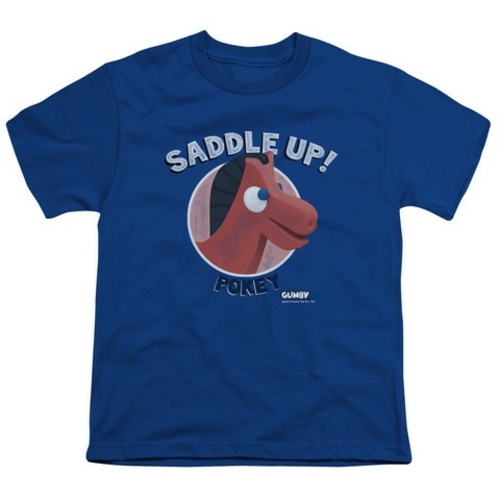 Trevco Gumby-Saddle Up Short Sleeve Youth 18-1 Tee- Royal - Small