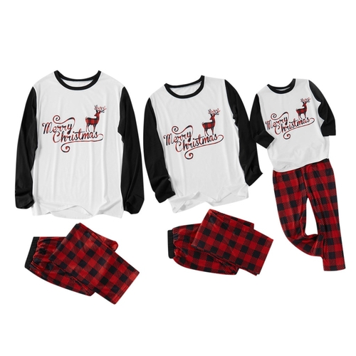 Christmas Man Daddy Printed Letter Top+Lattice