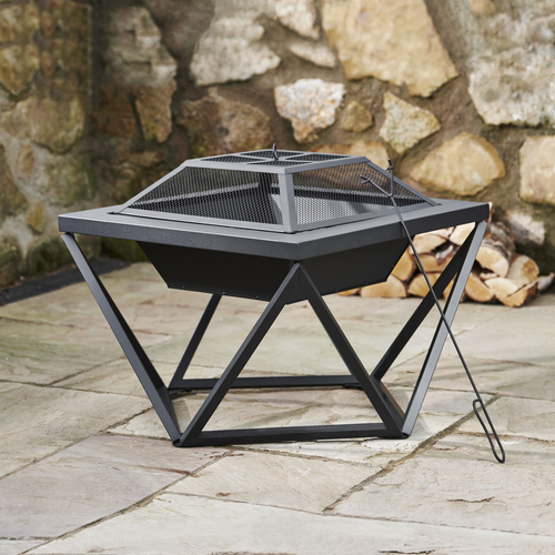 Teamson Home Metal Wood Burning Fire Pit Geometric