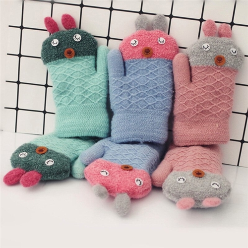 Cute Cartoon Toddler Baby Gloves Rope Full Finger