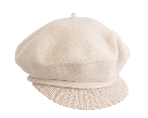 Warm cream winter newsboy cap