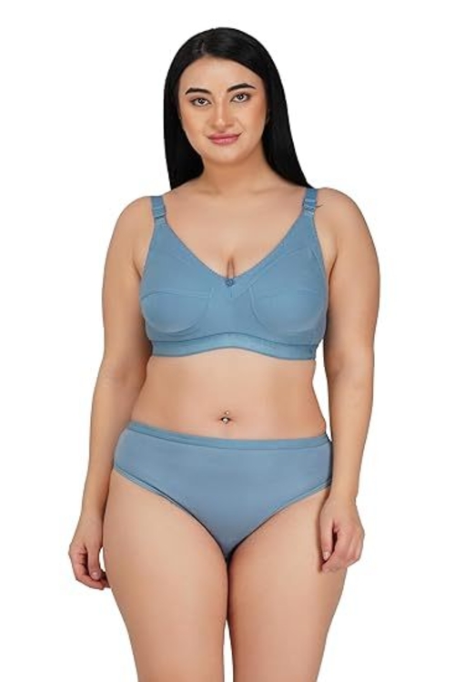 Women's Cotton Lingerie Non Padded Wire Free Bra Panty