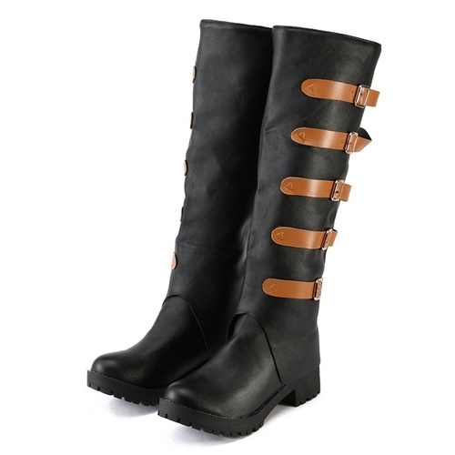 Fashion Boots Leather Vintage Knee Boots Female