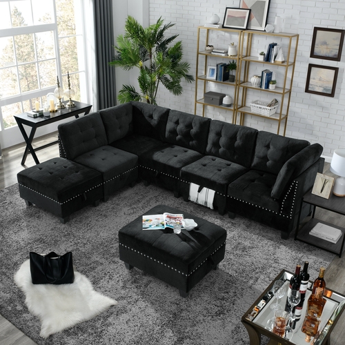 L shape Modular Sectional Sofa,DIY Combination,includes Three Single