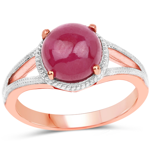 14K Rose Gold Plated 5.05 Carat Glass Filled Ruby .925 Sterling Silver