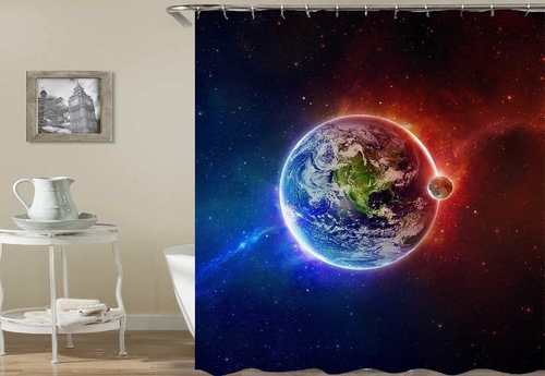 Plant Earth And The Moon Shower Curtain