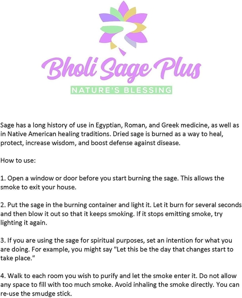 Bholi Sage Plus Sage Smudge Kit for Cleansing Negative Energy and