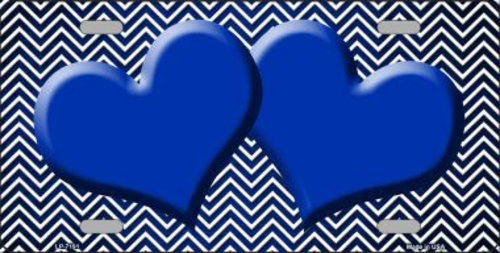 Smart Blonde LP-7191 Blue White Small Chevron Hearts Print Oil Rubbed 