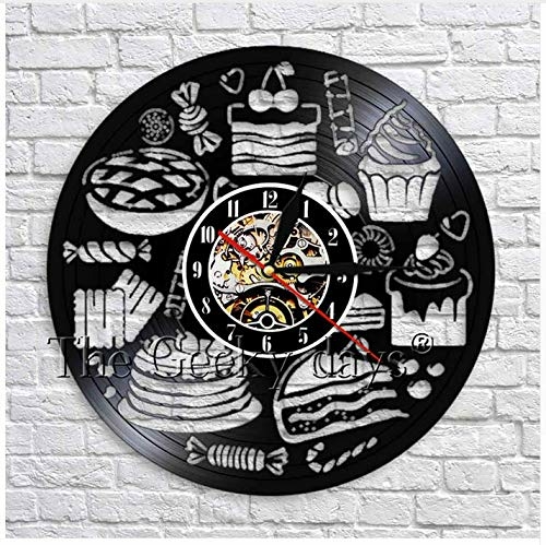 CONFECTIONERY CANDY SWEET ORNAMENT HANDMADE VINYL RECORD WALL CLOCK