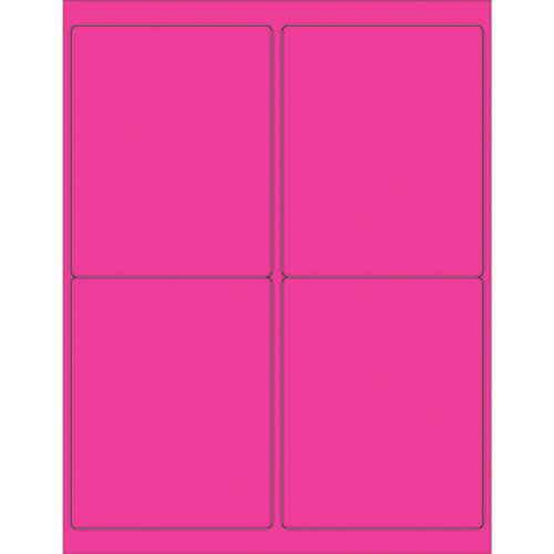 Box Partners LL181PK 4 x 5 in. Fluorescent Pink Rectangle Laser Labels