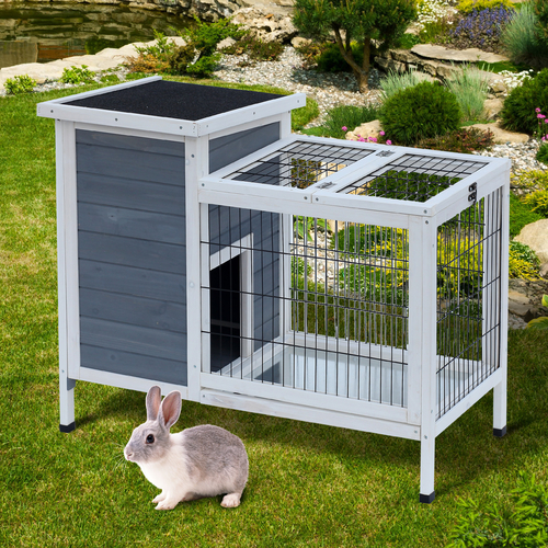 PawHut 36"x22‚Äùx30‚Äù Wooden Outdoor Rabbit Hutch Elevated Bunny Cage