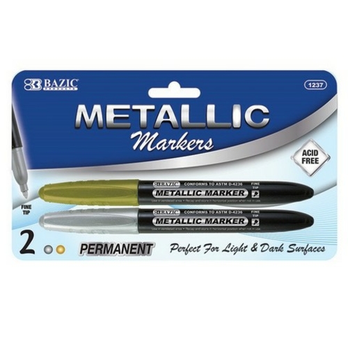 Bazic 1237   Silver & Gold Metallic Markers (2/Pack)  Case of 24 