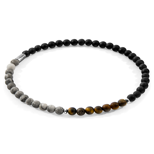 Onyx, Jasper and Tigers Eye Joshua Silver and Stone SKINNY Bracelet