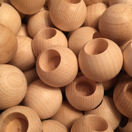 Half bored wooden round beads 20 mm 10 pcs in unit