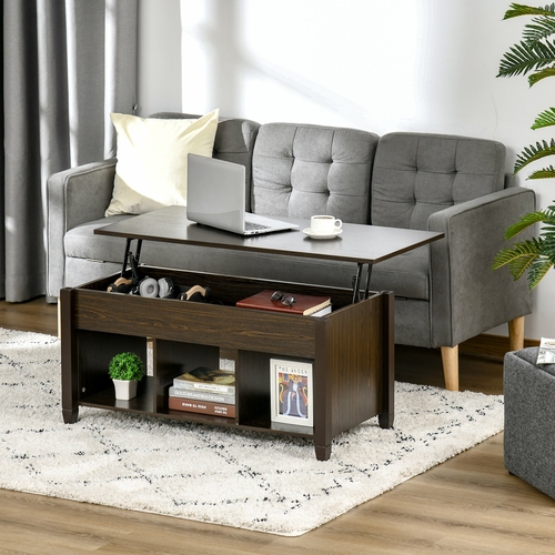 HOMCOM Lift Top Coffee Table with Hidden Storage Compartment and 3