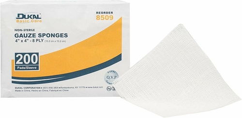 Dukal Gauze Sponges 4" x 4". Case of 4000 8-ply Gauze Dressings for