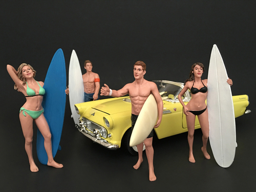 Surfers Figurines 4 piece Set for 1/18 Scale Models by American