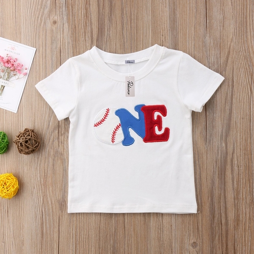 Summer Kids Baby Boy Clothes Baseball White T