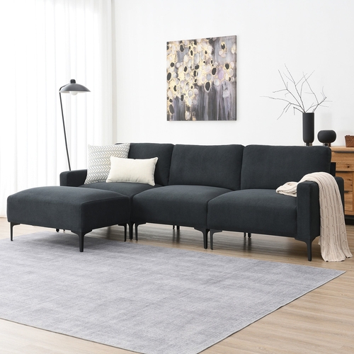 103.5*59" Modern L-shaped Sectional Sofa, 4-seat Velvet Fabric Couch