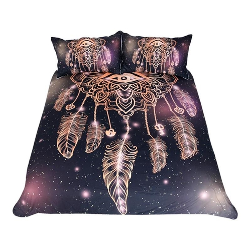 Eye Dreamcatcher Bedding Set  Luxury Galaxy Golden