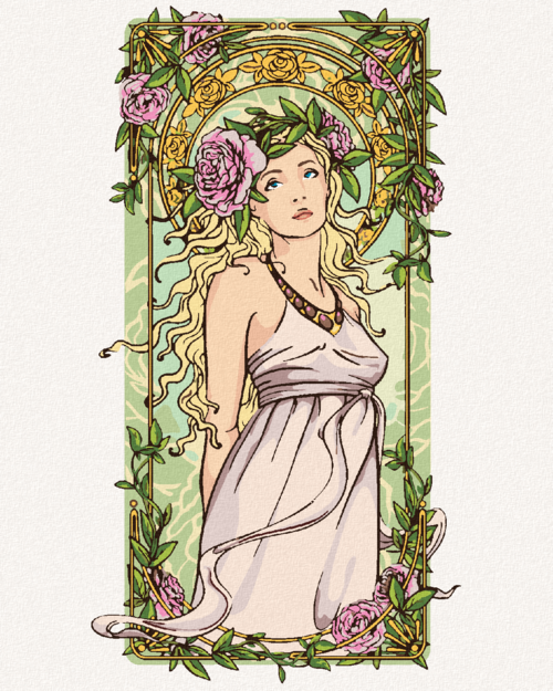 Paint by Numbers - REPRODUCTION WOMAN IN A DRESS AND ROSES (A. MUCHA)
