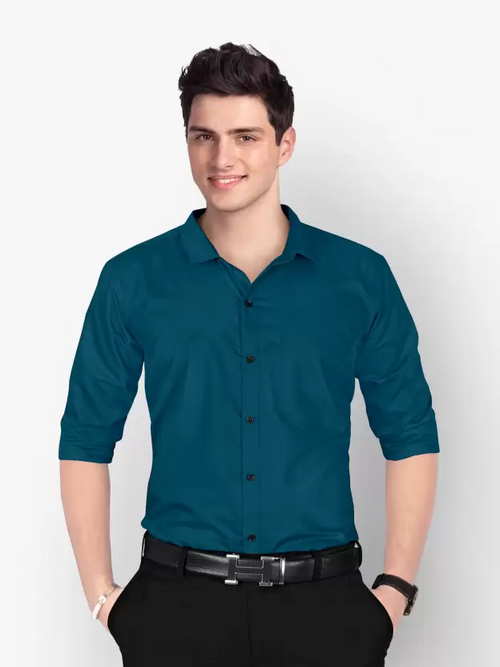 Men Regular Fit Washed Casual Shirt Blue